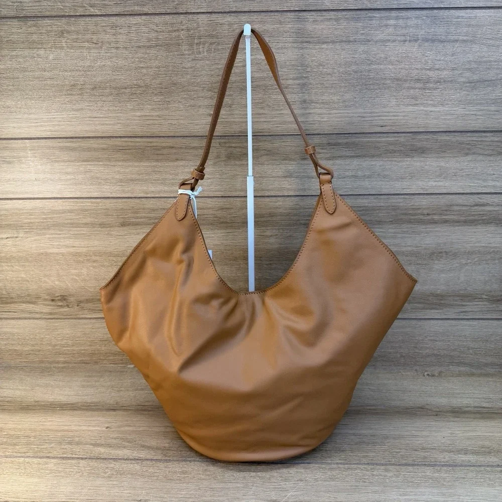 Viola Castellani Hobo Shoulder Bag Soft Italian‎ Leather Pouch Tan Brown
